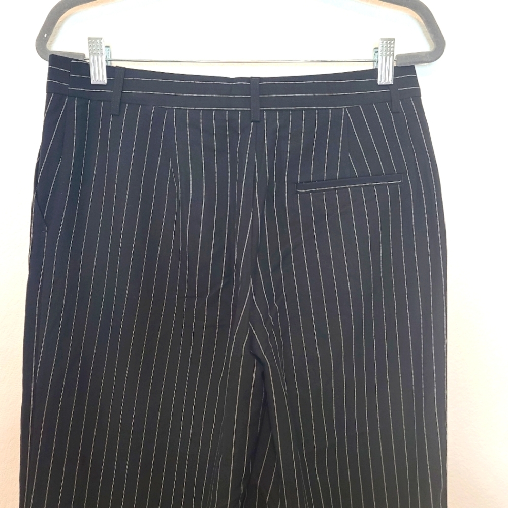 NWT Reformation Carter Mid-Rise Pants in Black Stripe Capsule Office Sz 8 - Picture 10 of 11